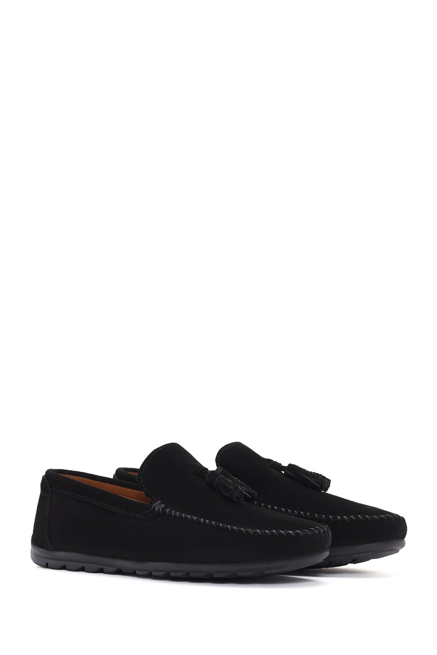 Men's Black Tassel Suede Leather Loafer