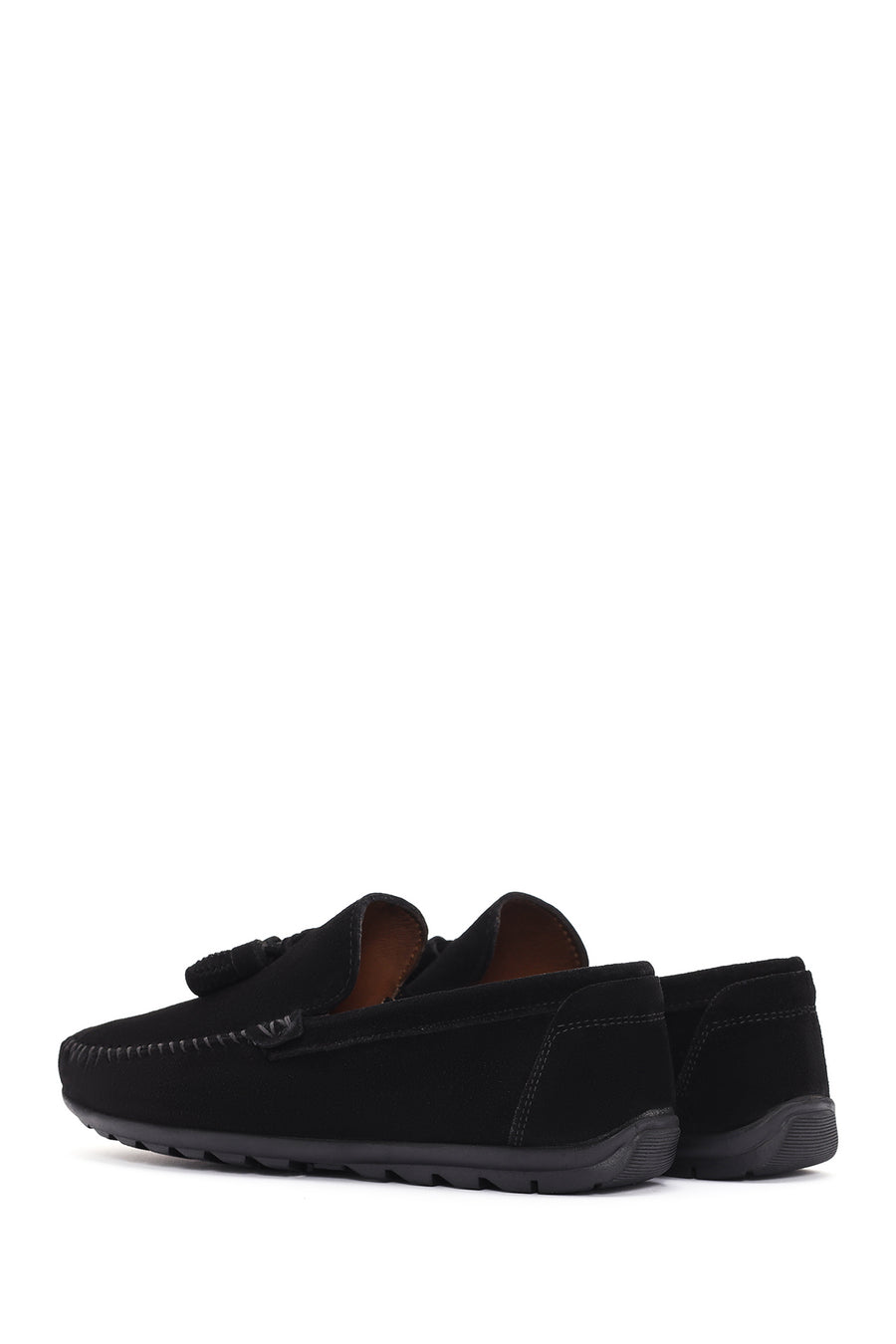 Men's Black Tassel Suede Leather Loafer