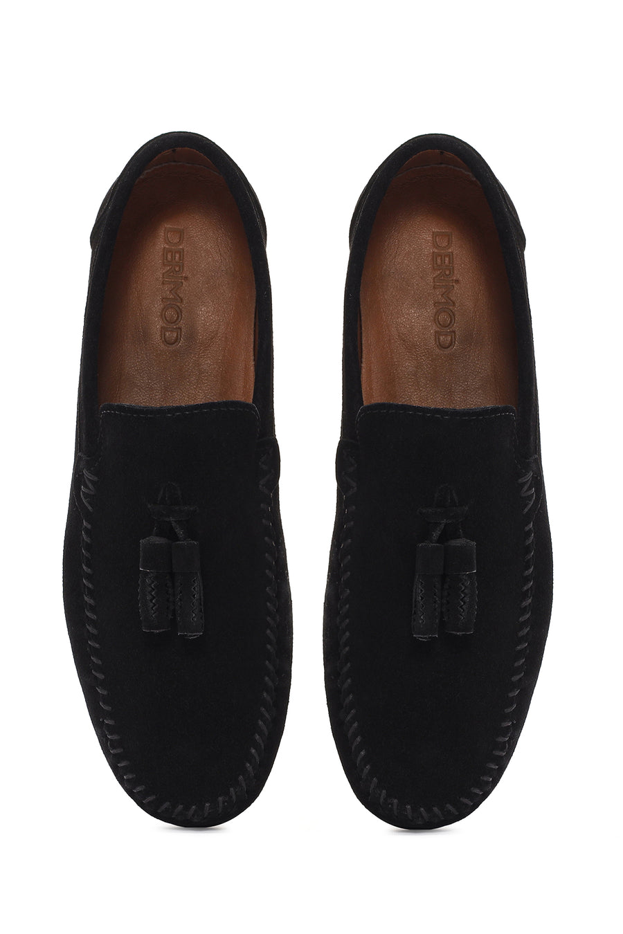 Men's Black Tassel Suede Leather Loafer