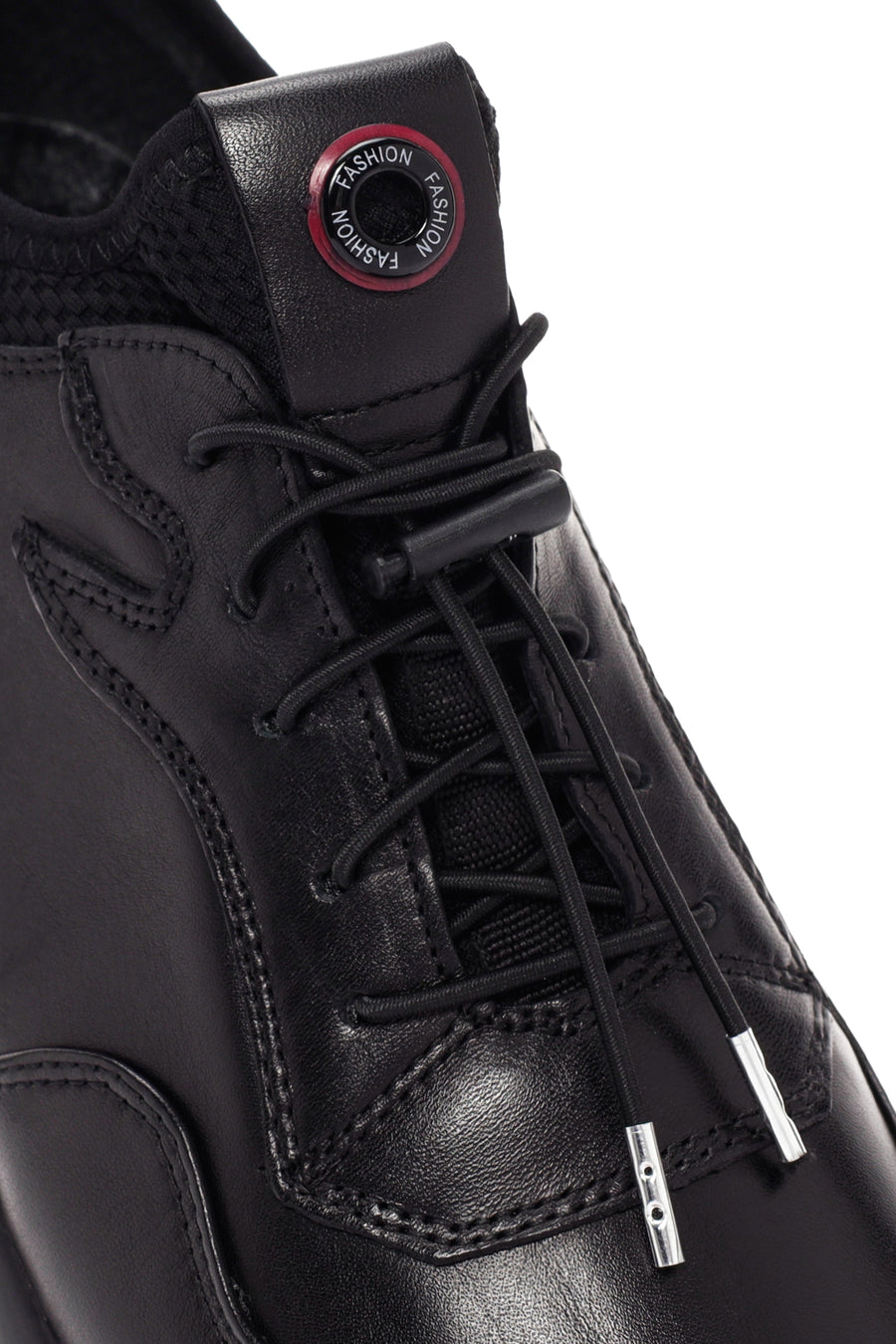 Men's Black Lace-up Leather Sneaker