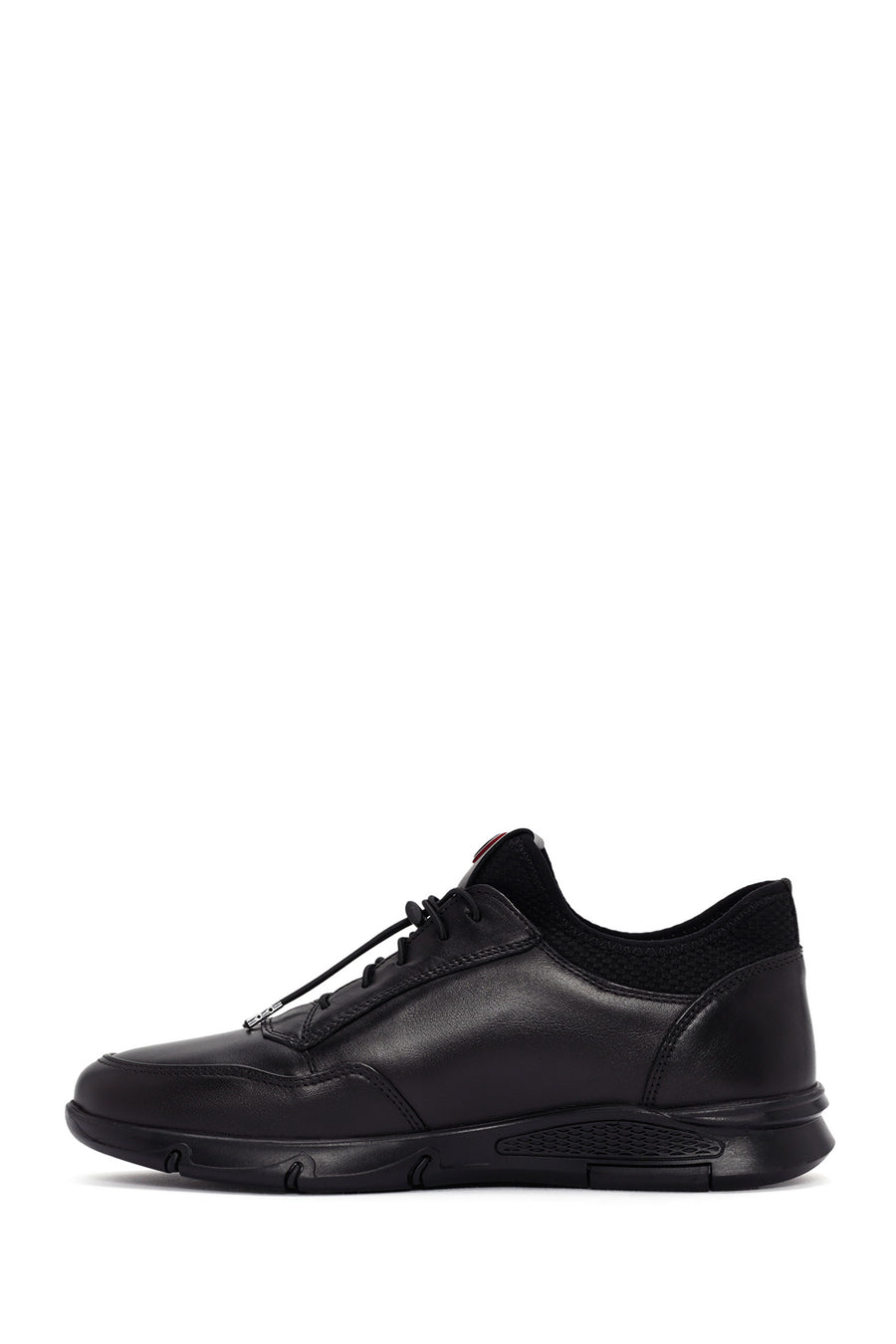 Men's Black Lace-up Leather Sneaker