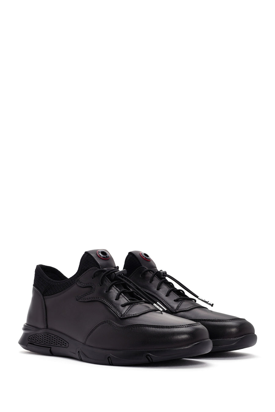 Men's Black Lace-up Leather Sneaker