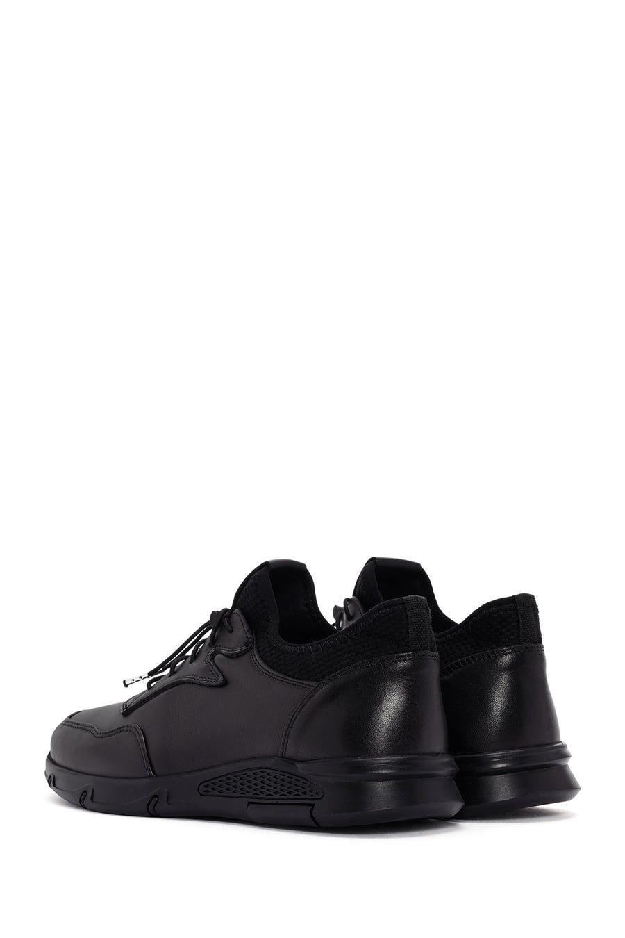 Men's Black Lace-up Leather Sneaker