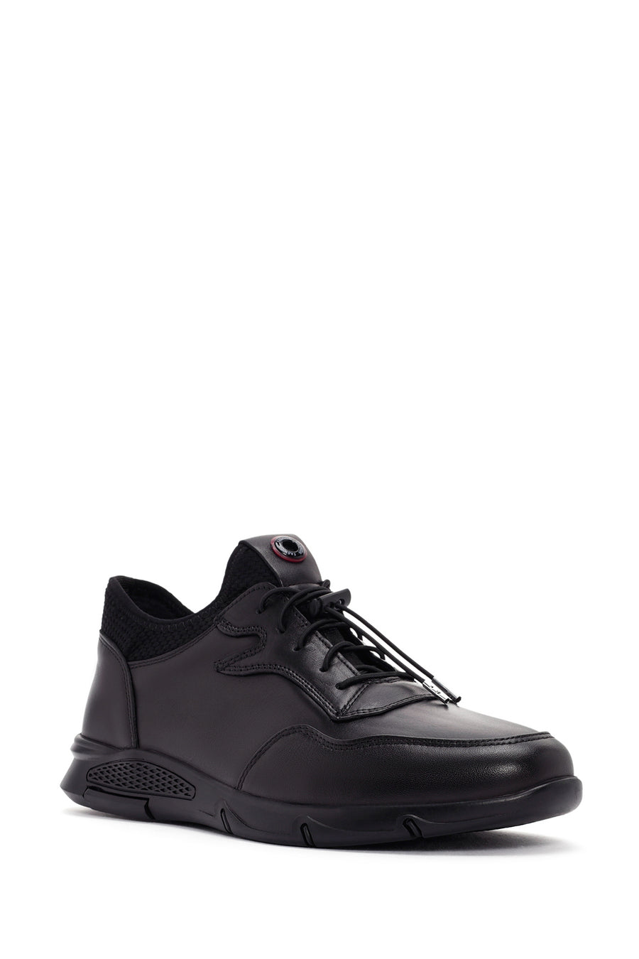Men's Black Lace-up Leather Sneaker