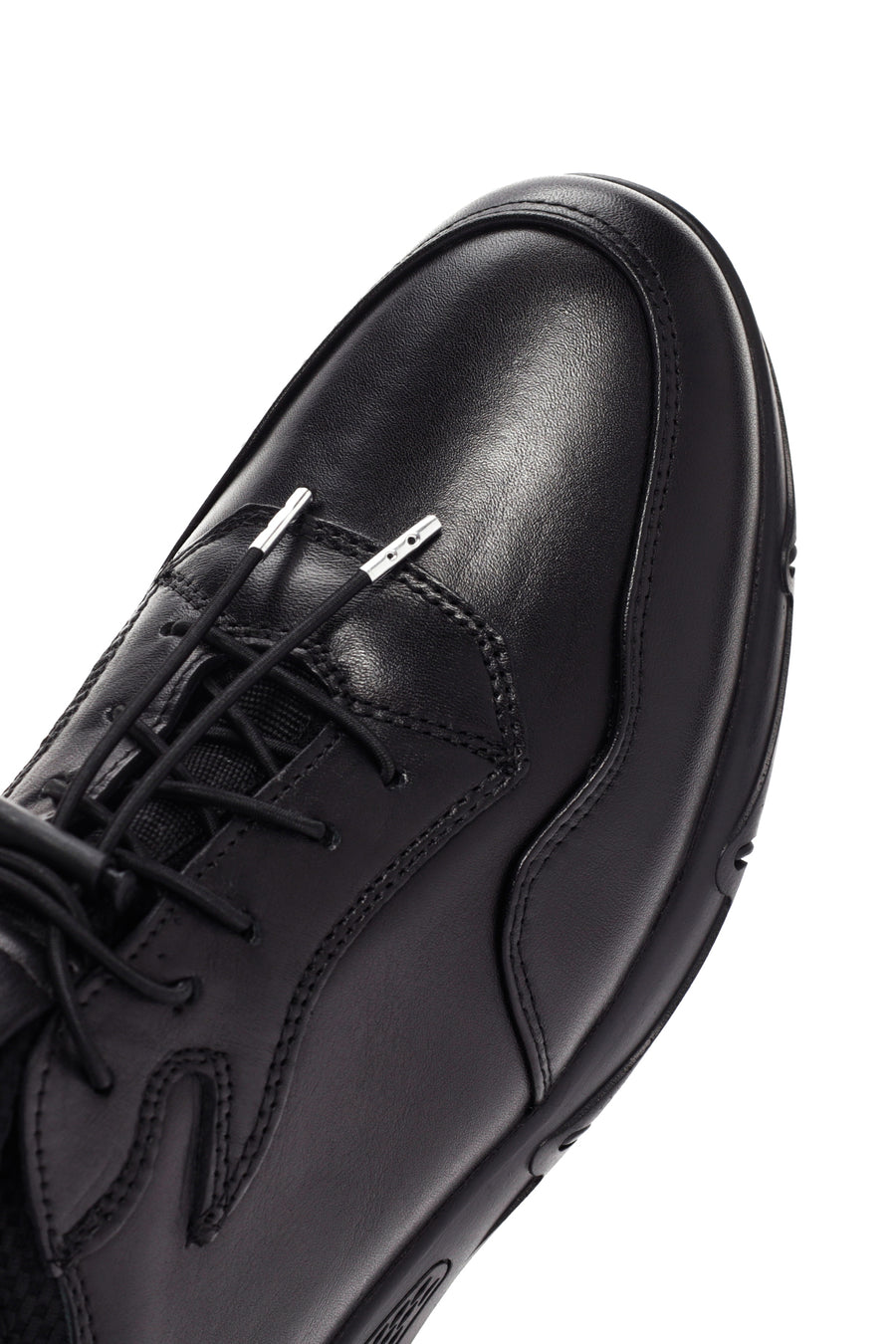 Men's Black Lace-up Leather Sneaker