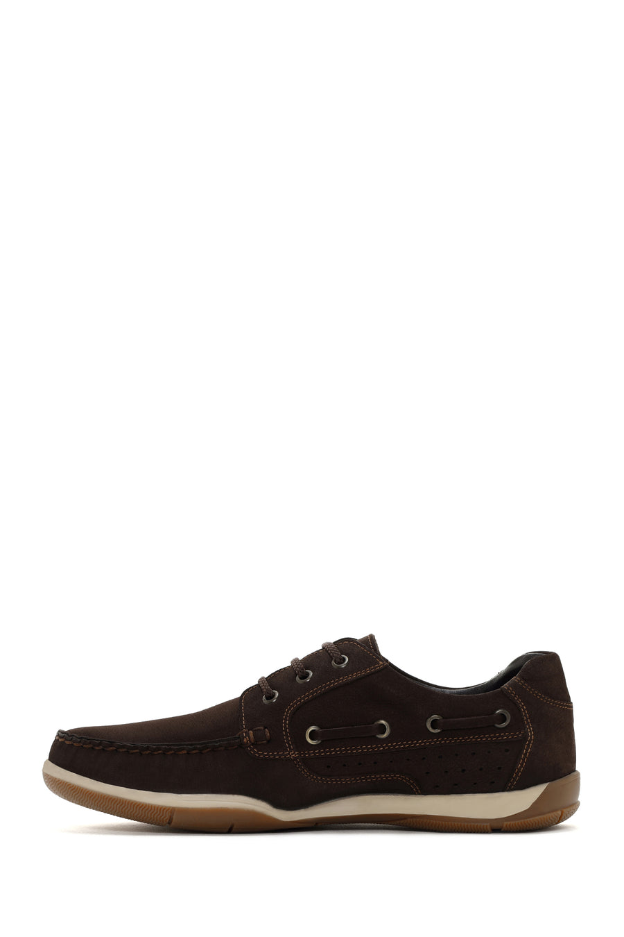 Men's Brown Lace-Up Nubuck Leather Casual Shoes