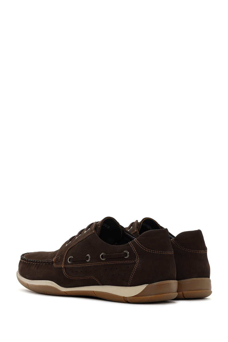 Men's Brown Lace-Up Nubuck Leather Casual Shoes