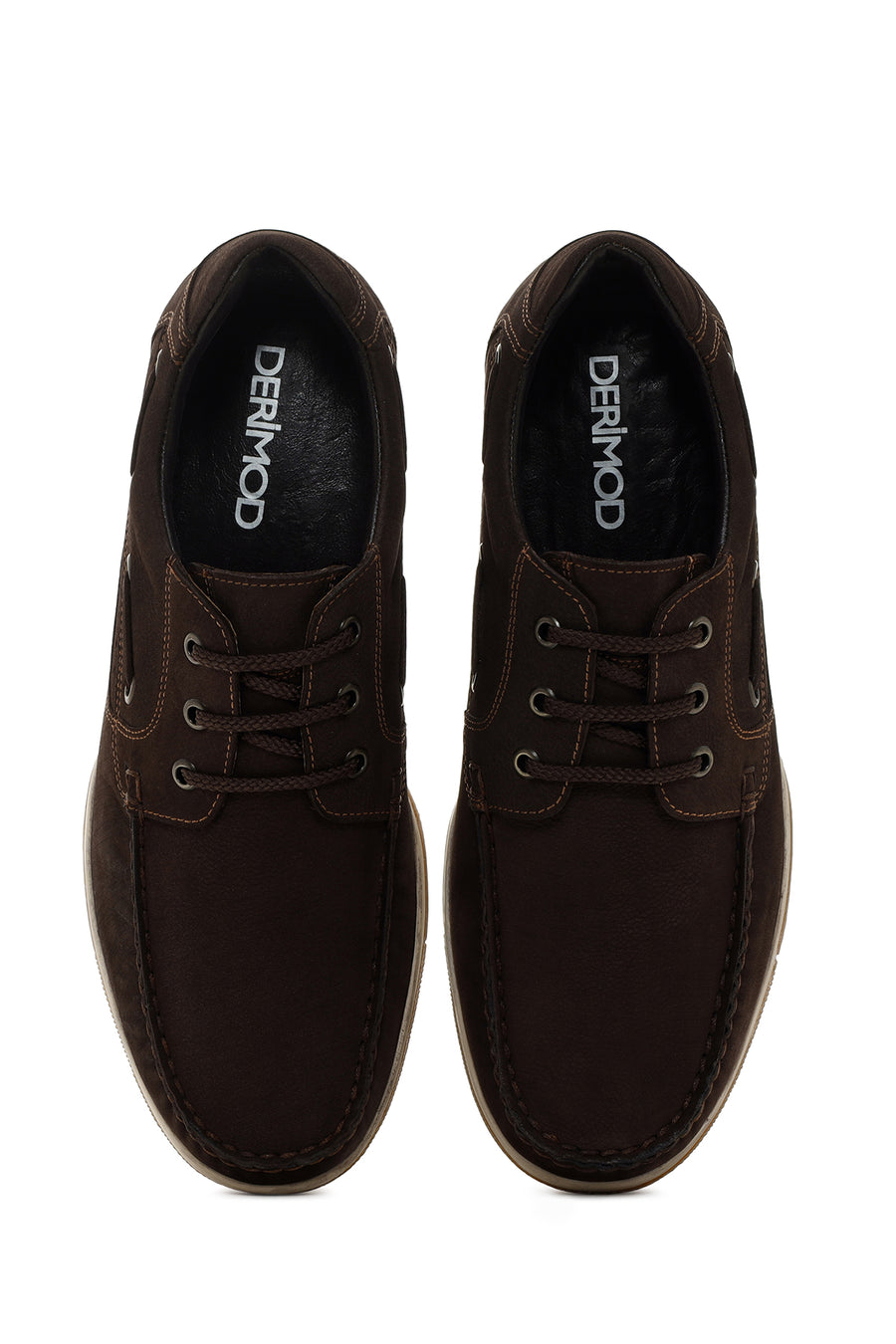Men's Brown Lace-Up Nubuck Leather Casual Shoes