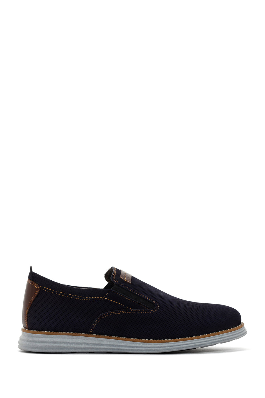 Men's Navy Blue Nubuck Leather Casual Loafer 24SFD6706V3 | Derimod