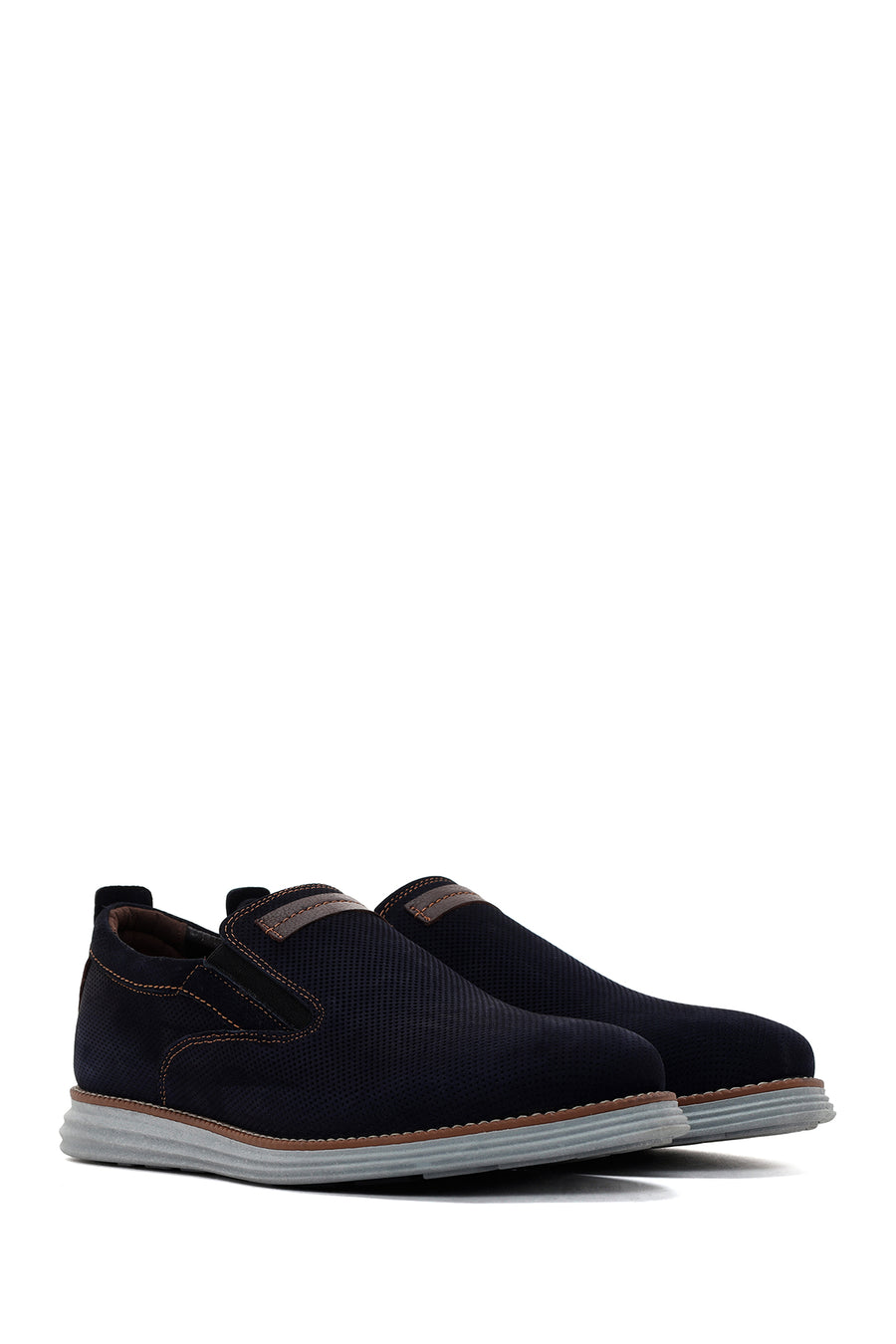 Men's Navy Blue Nubuck Leather Casual Loafer