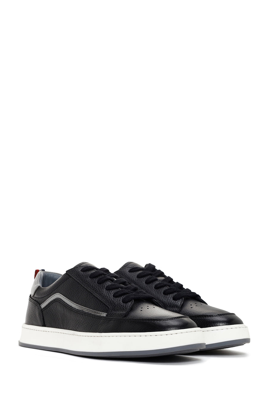 Men's Black Lace-up Leather Sneaker