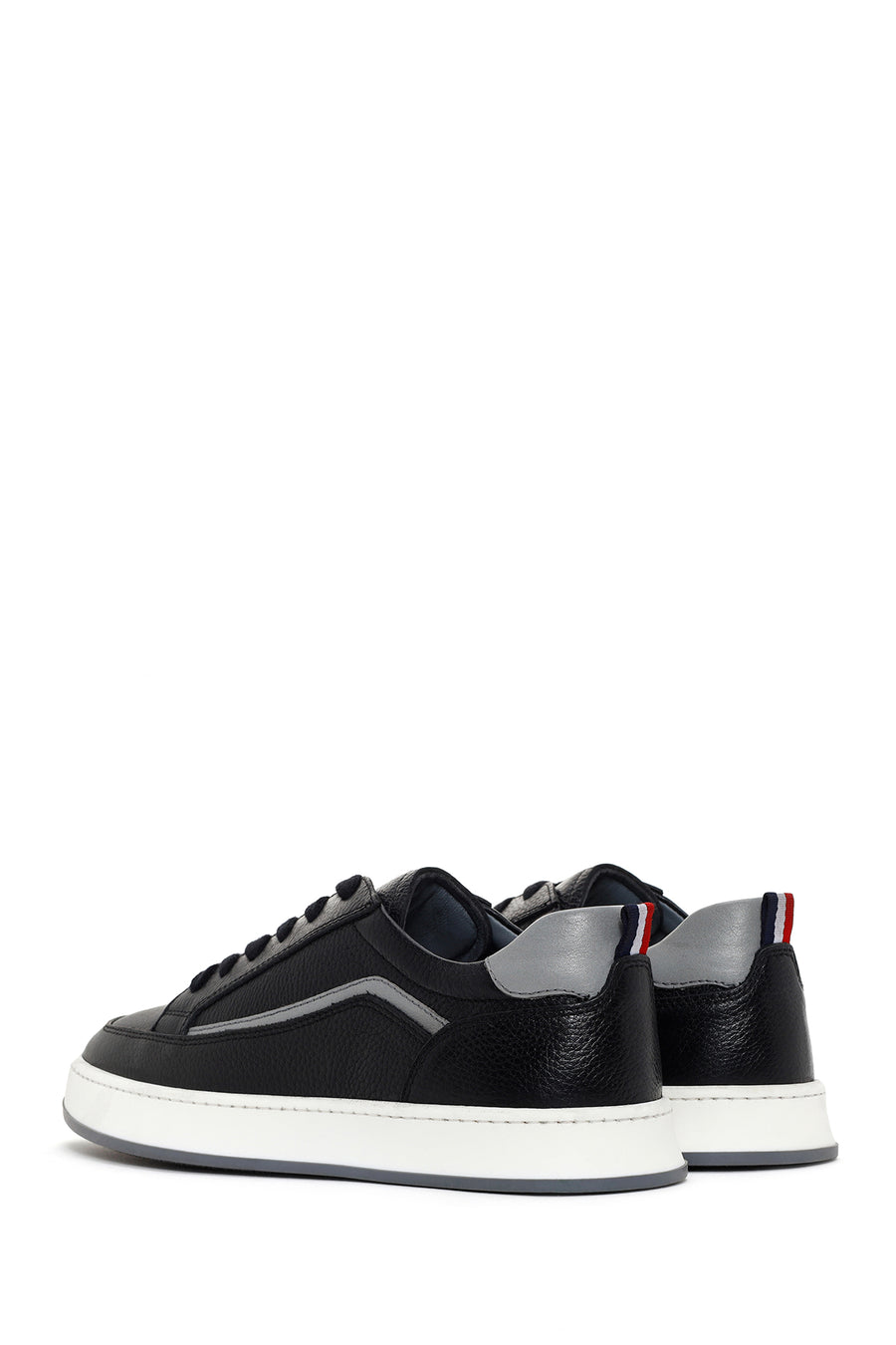 Men's Black Lace-up Leather Sneaker