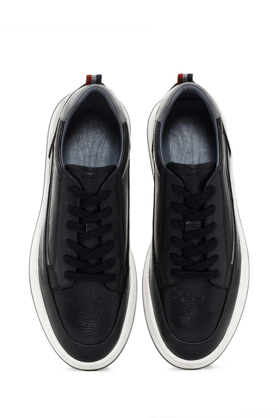Men's Black Lace-up Leather Sneaker