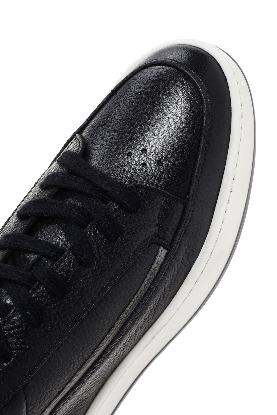 Men's Black Lace-up Leather Sneaker