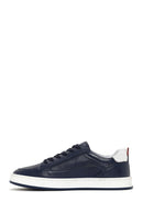 Erkek Lacivert Bağcıklı Deri Sneaker | Derimod