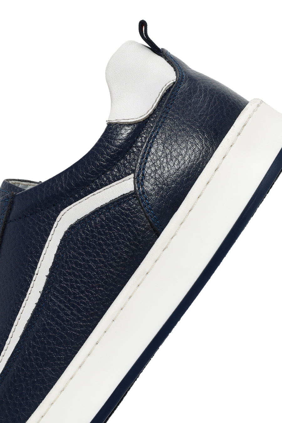 Erkek Lacivert Bağcıklı Deri Sneaker