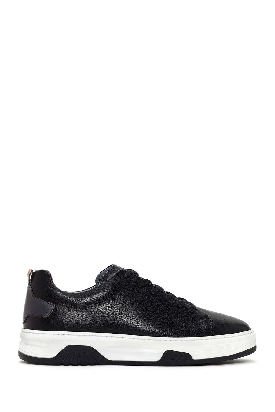 Men's Black Lace-up Thick-Sole Leather Sneaker 24SFD6721FT | Derimod