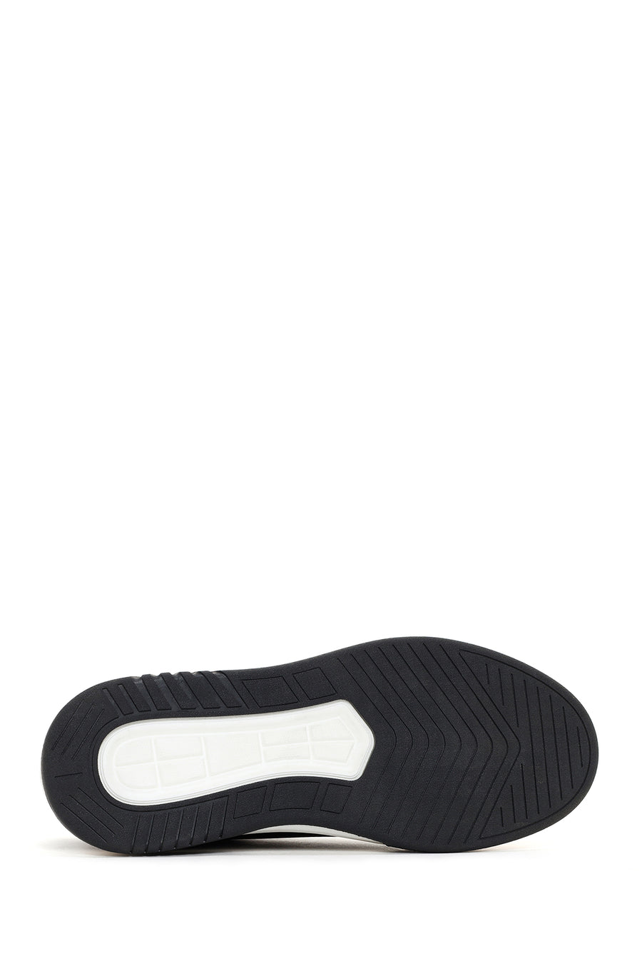 Men's Black Lace-up Thick-Sole Leather Sneaker