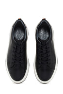 Men's Black Lace-up Thick-Sole Leather Sneaker | Derimod