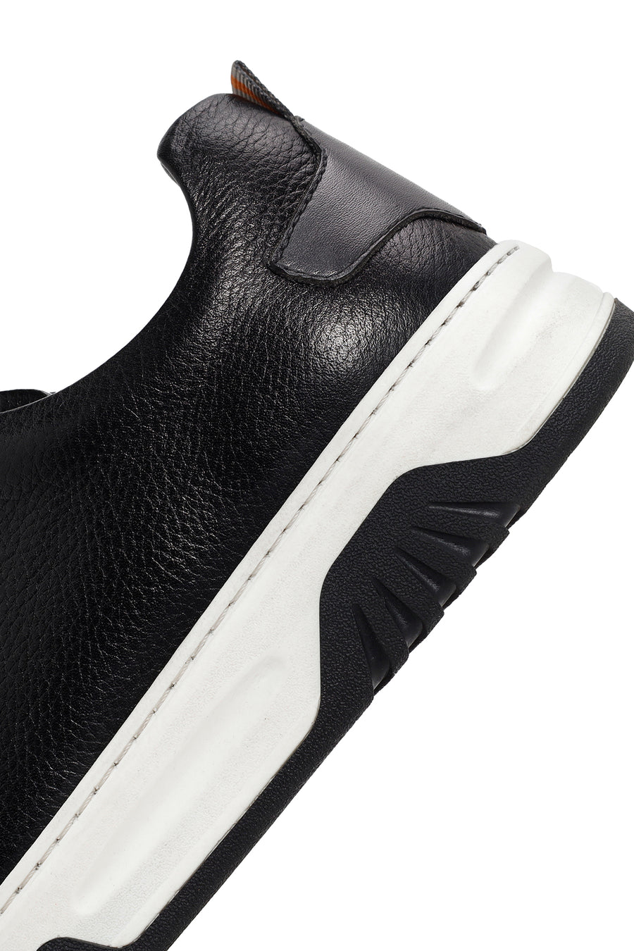 Men's Black Lace-up Thick-Sole Leather Sneaker