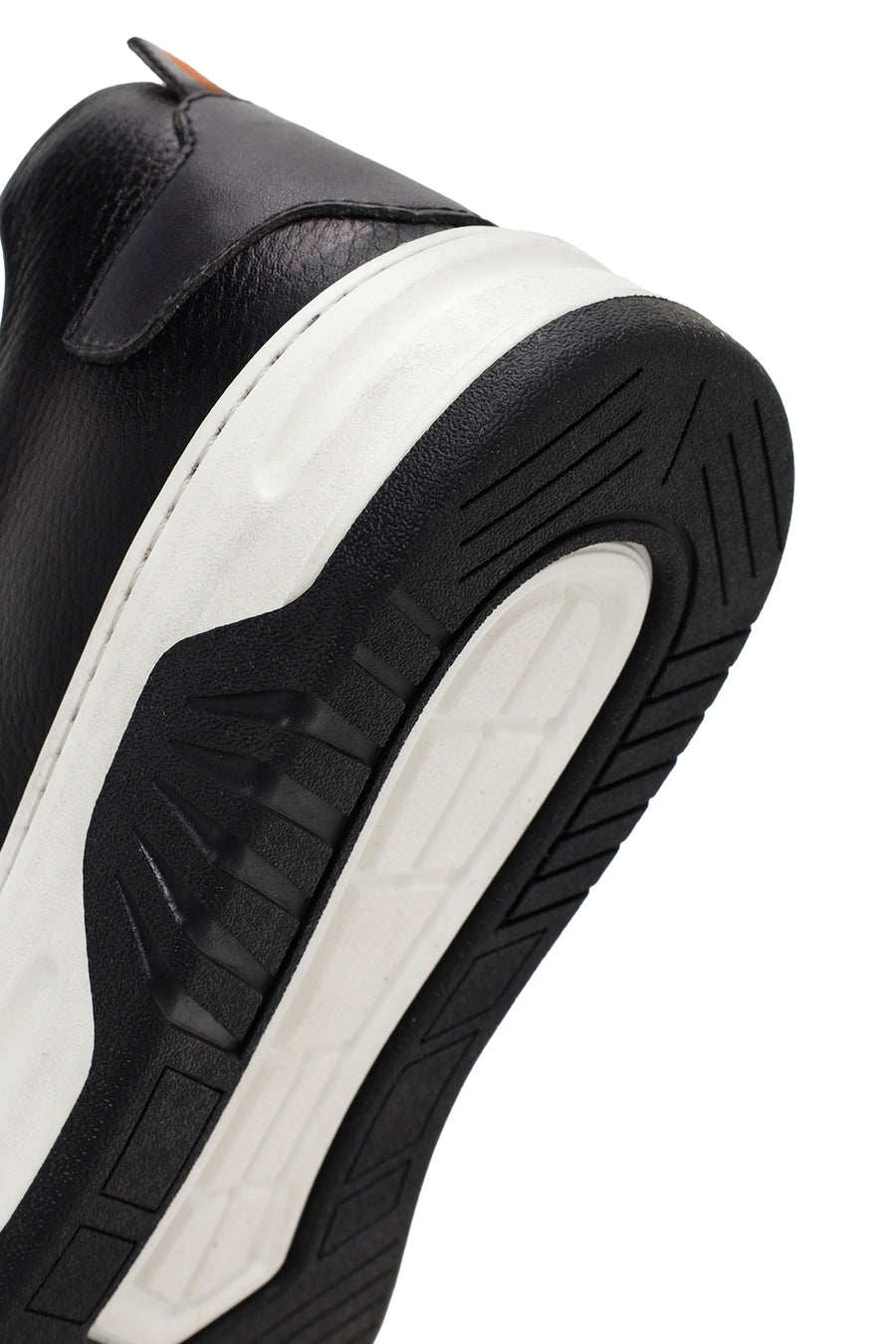 Men's Black Lace-up Thick-Sole Leather Sneaker