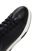 Men's Black Lace-up Thick-Sole Leather Sneaker | Derimod
