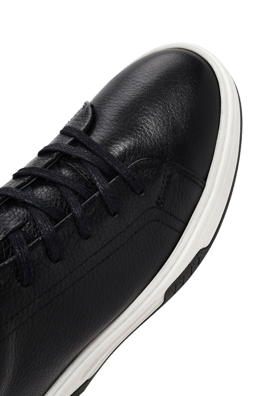 Men's Black Lace-up Thick-Sole Leather Sneaker