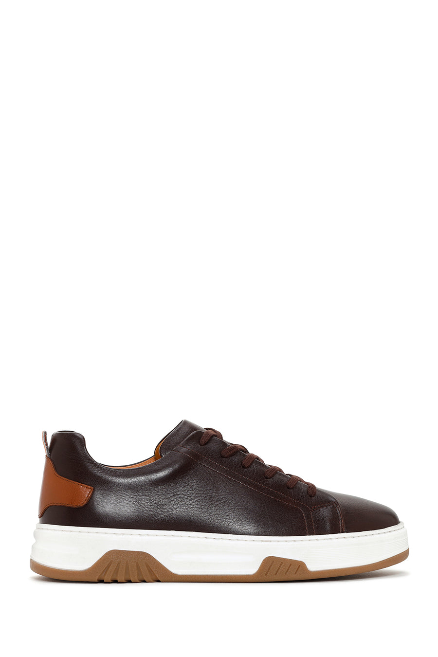 Men's Brown Lace-up Thick-Sole Leather Sneaker 24SFD6721FT | Derimod