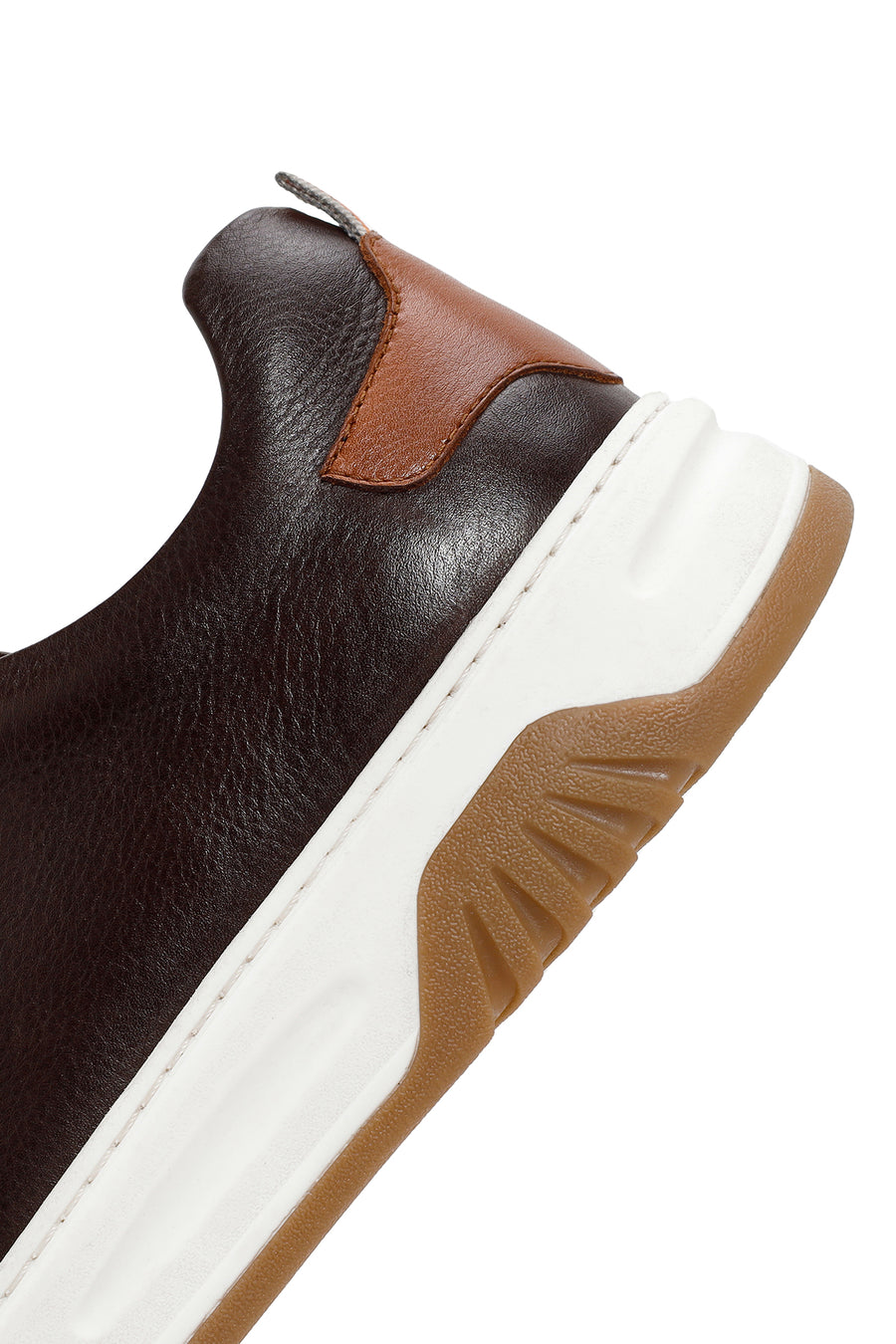 Men's Brown Lace-up Thick-Sole Leather Sneaker