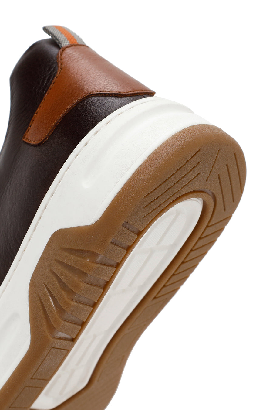 Men's Brown Lace-up Thick-Sole Leather Sneaker