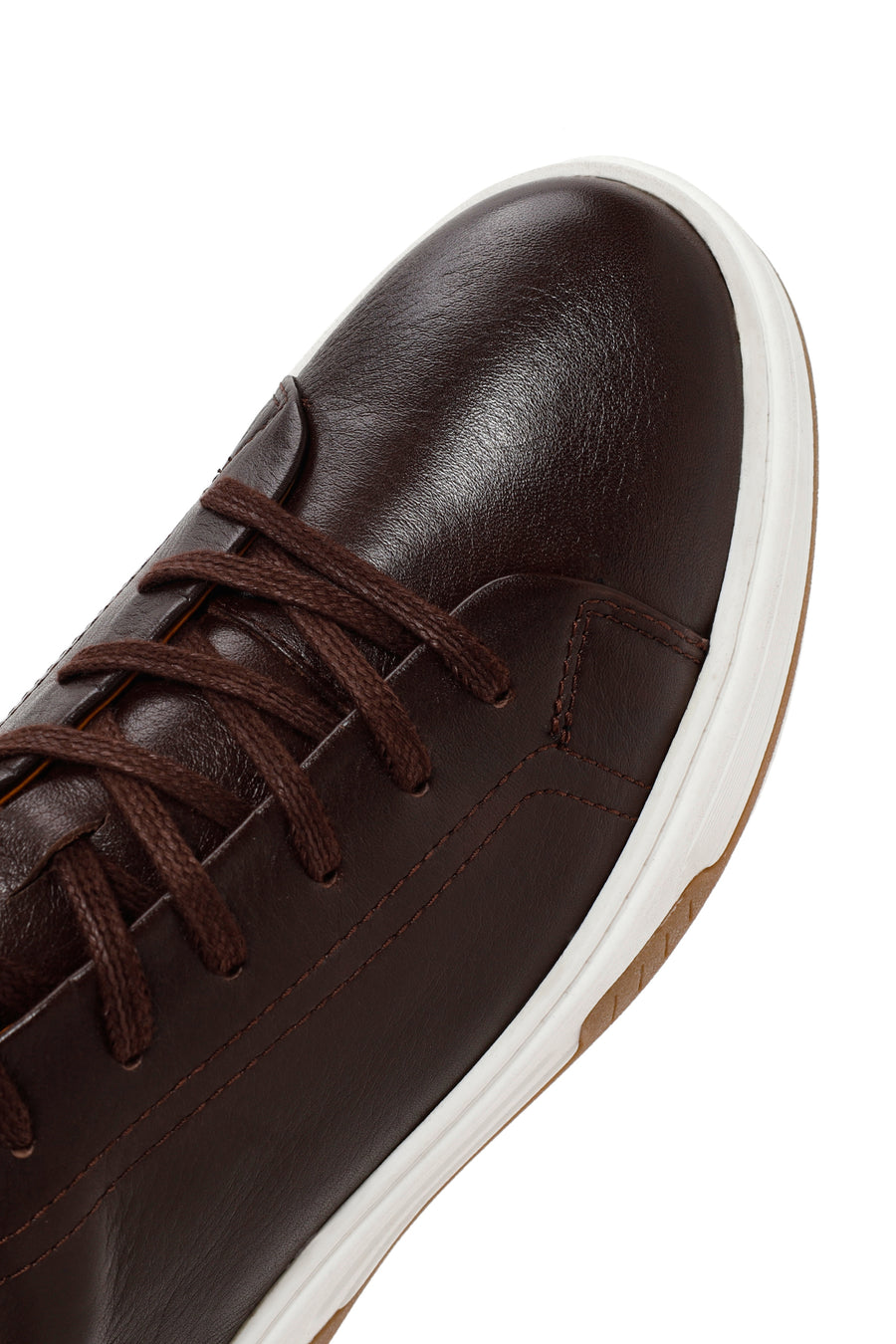 Men's Brown Lace-up Thick-Sole Leather Sneaker