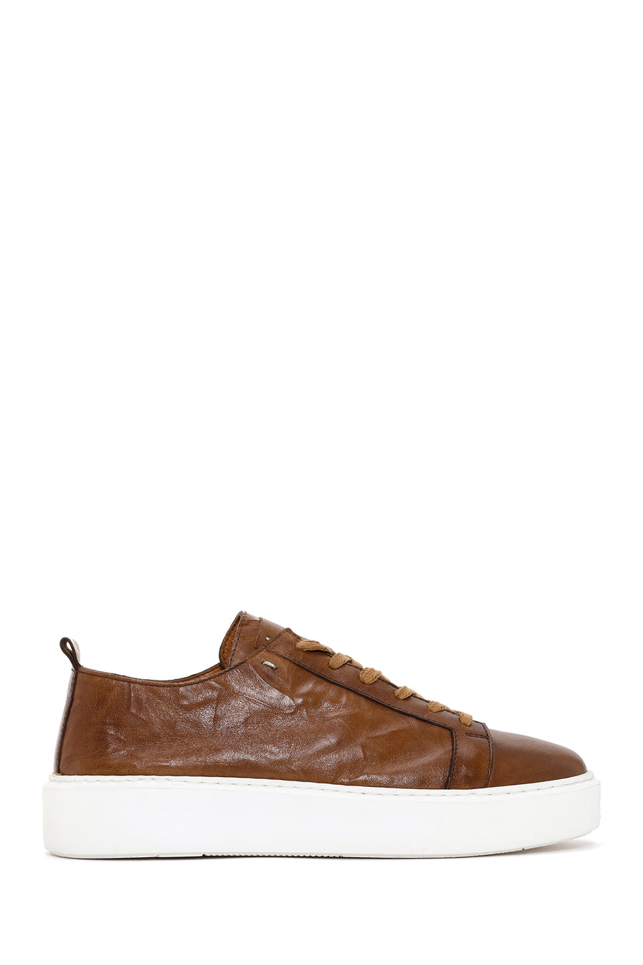 Men's Tan Lace-up Thick-Sole Leather Sneaker 24SFD672226 | Derimod