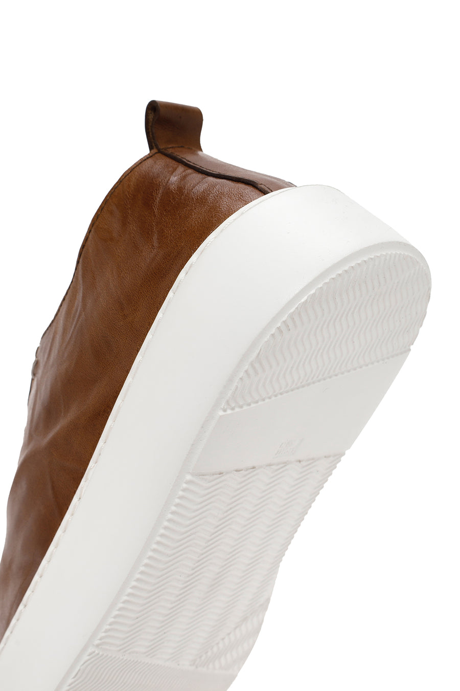 Men's Tan Lace-up Thick-Sole Leather Sneaker