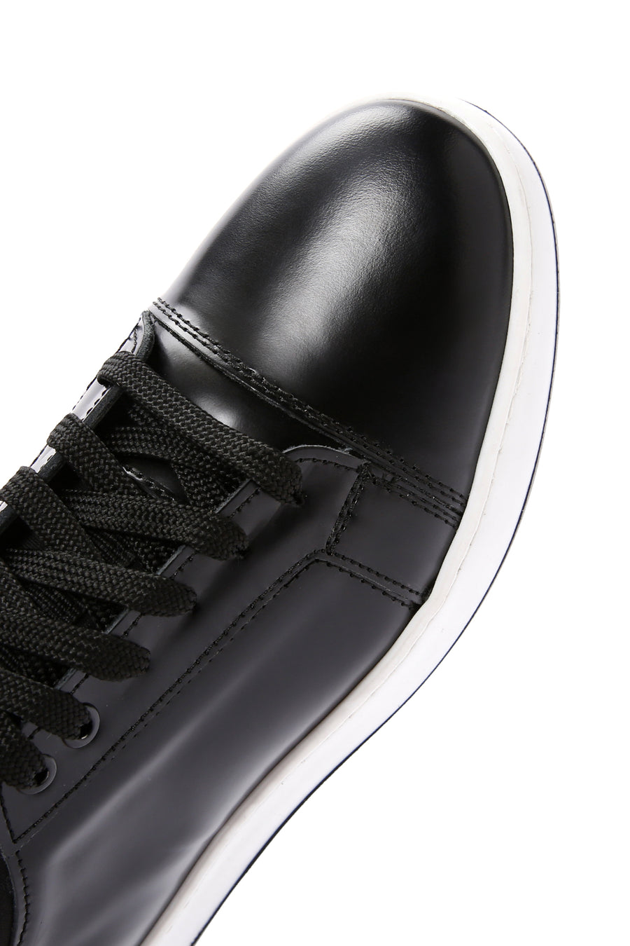 Men's Black Lace-up Leather Sneaker