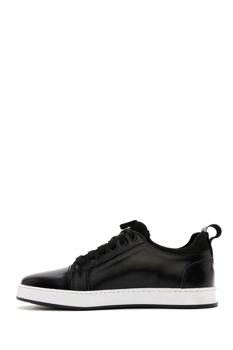 Men's Black Lace-up Leather Sneaker