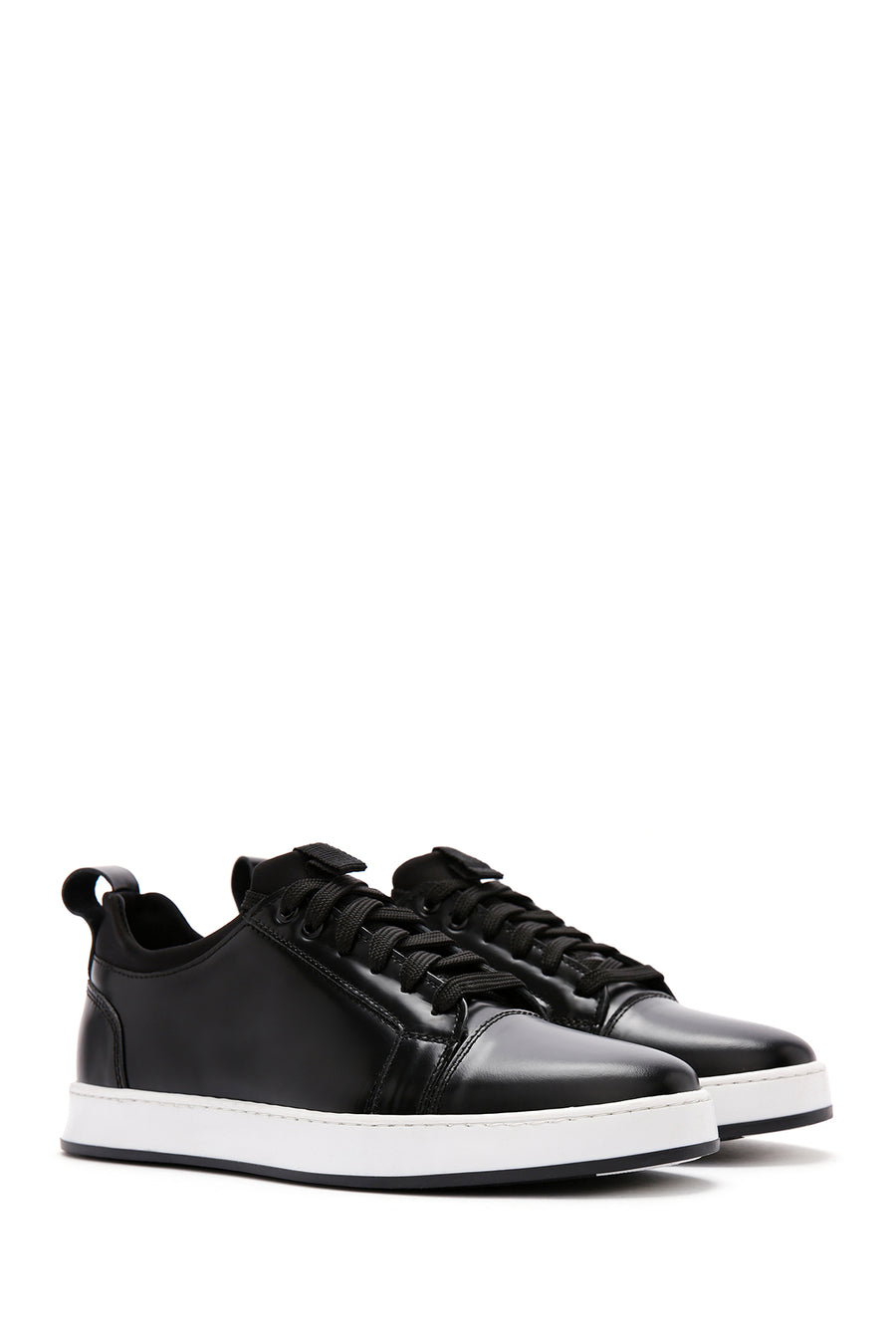 Men's Black Lace-up Leather Sneaker
