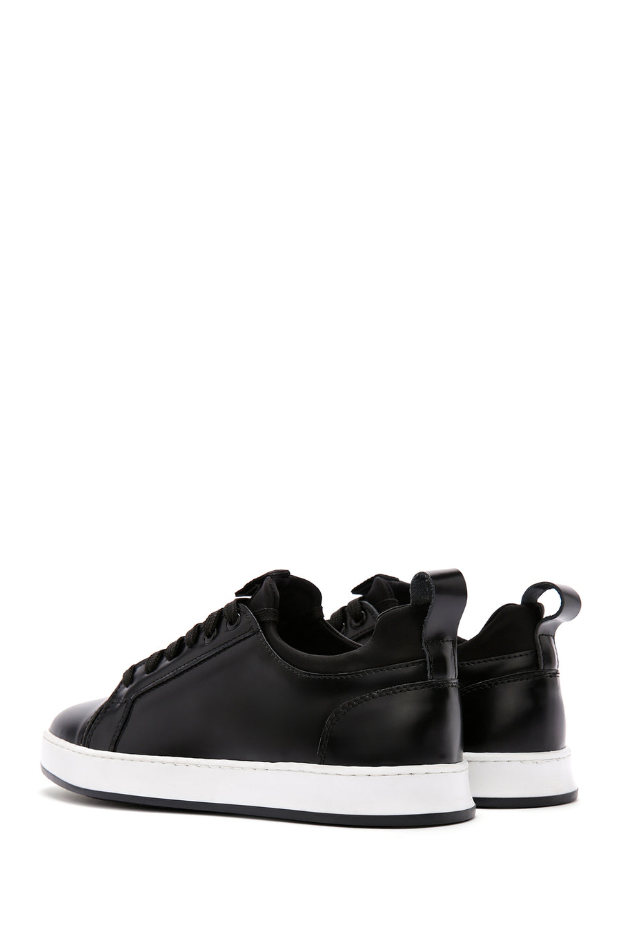 Men's Black Lace-up Leather Sneaker