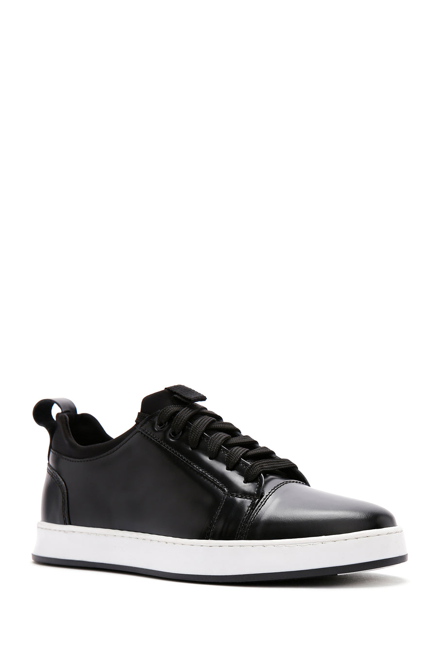 Men's Black Lace-up Leather Sneaker