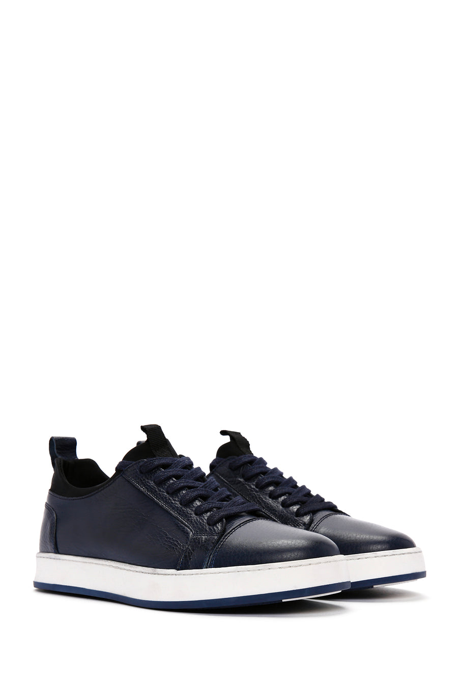 Men's Navy Blue Lace-Up Leather Sneaker