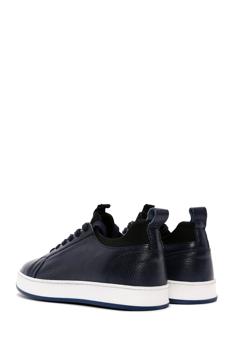 Men's Navy Blue Lace-Up Leather Sneaker