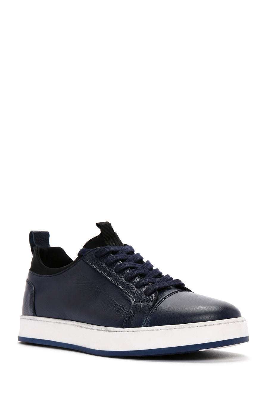Men's Navy Blue Lace-Up Leather Sneaker