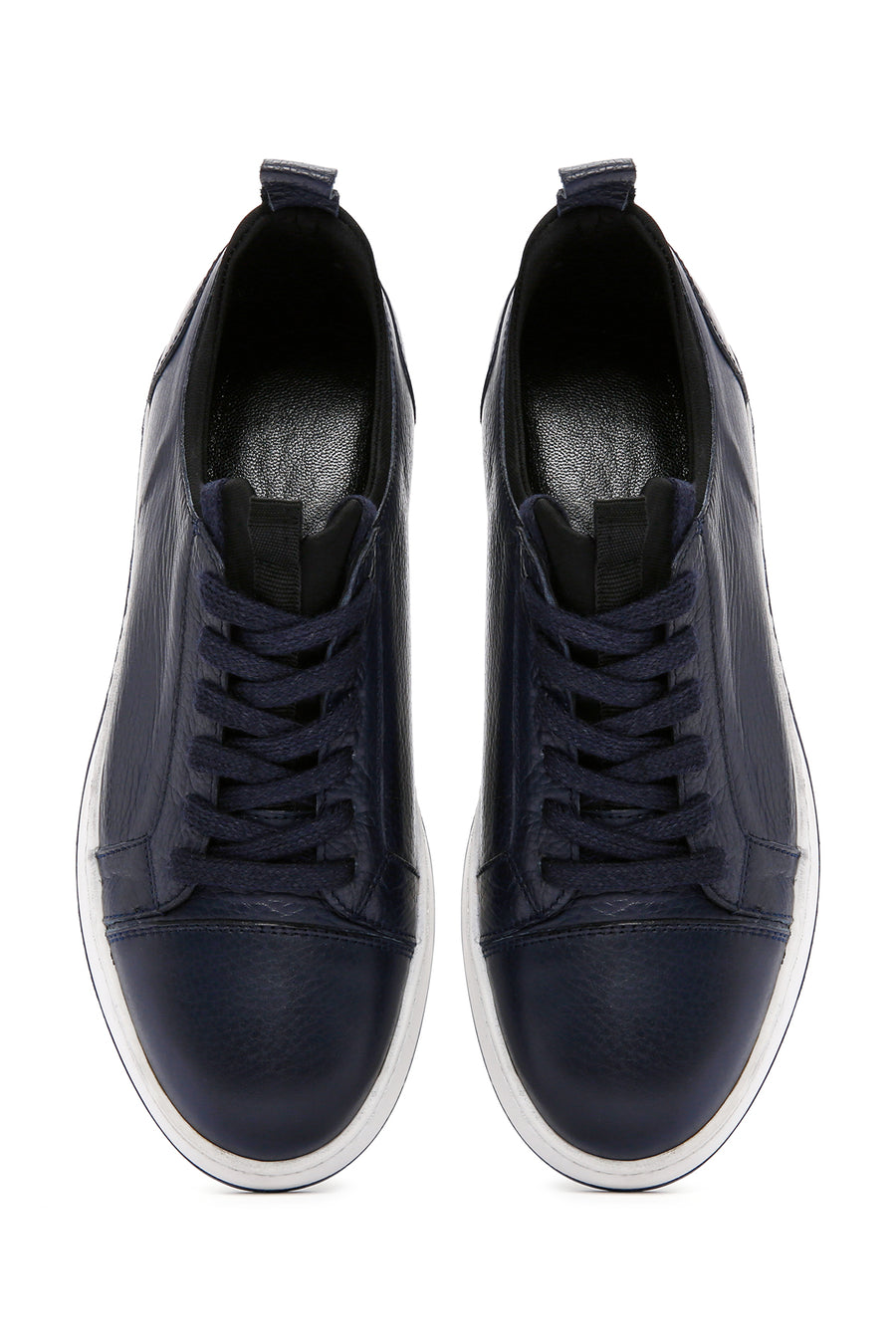 Men's Navy Blue Lace-Up Leather Sneaker