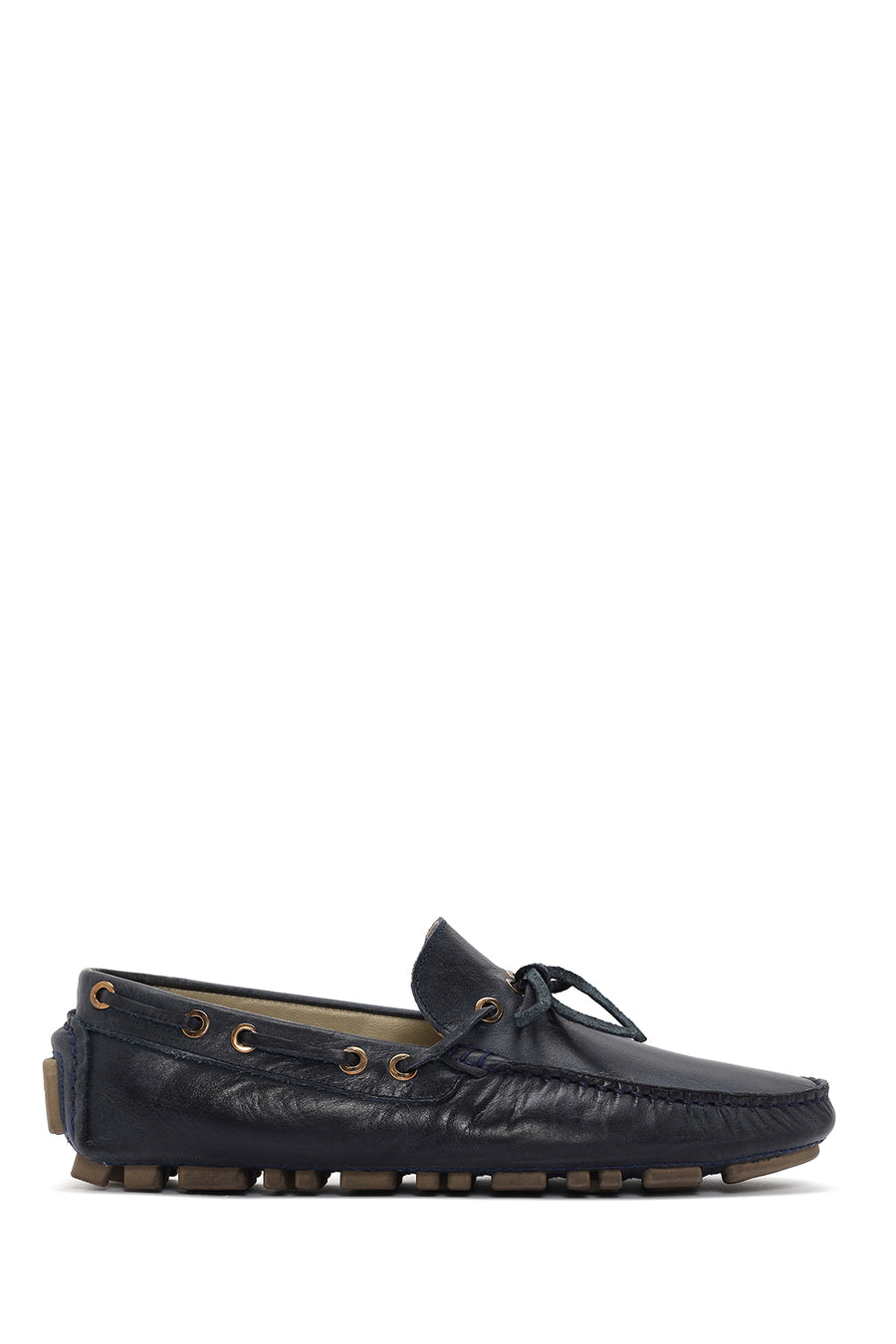Men's Navy Blue Leather Comfort Loafer 24SFD673318 | Derimod