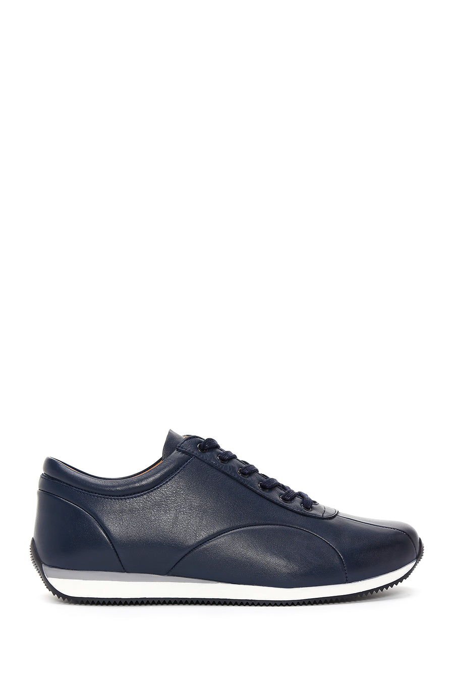 Men's Navy Blue Lace-up Leather Casual Sneaker 24SFD6740FT | Derimod