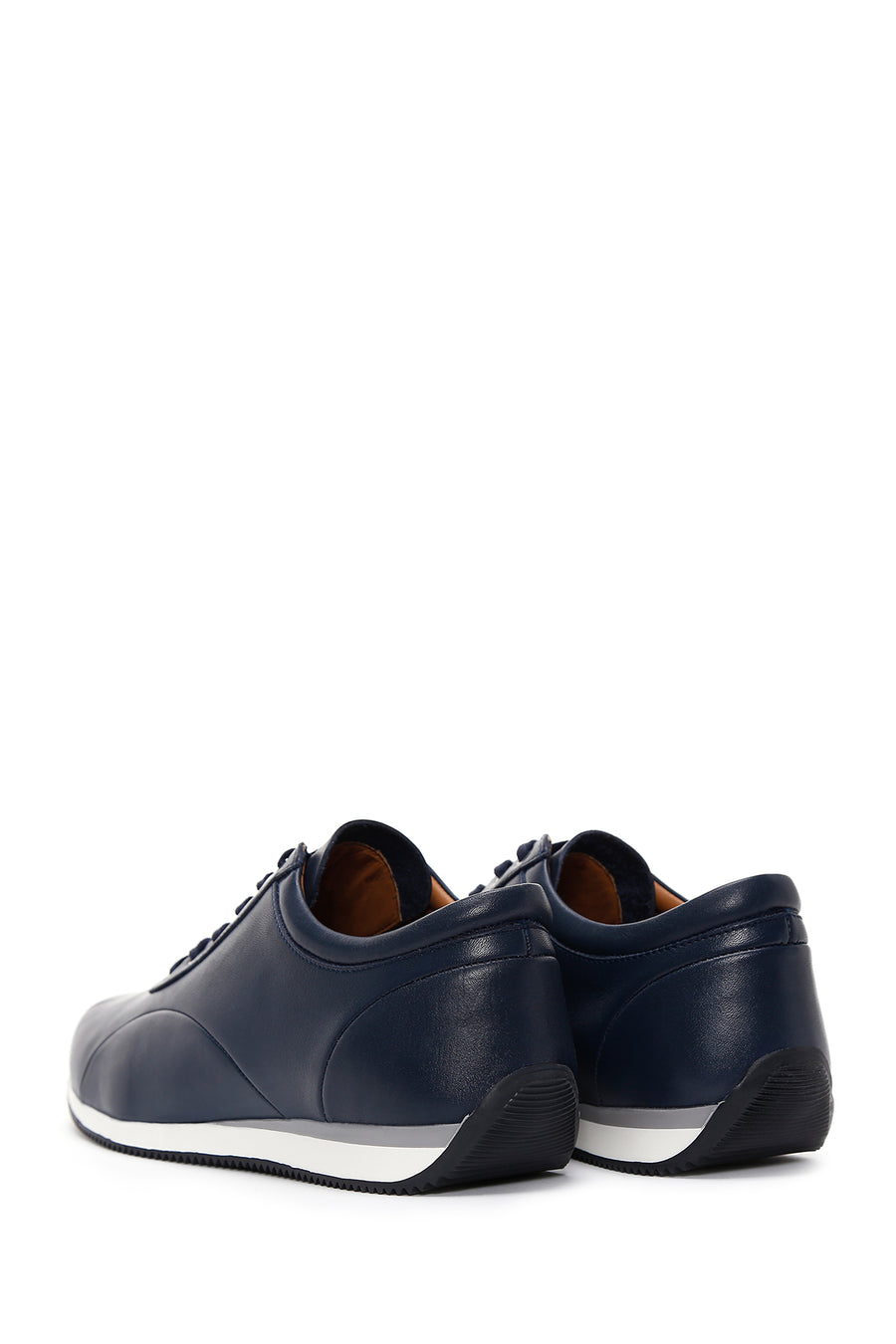 Men's Navy Blue Lace-up Leather Casual Sneaker
