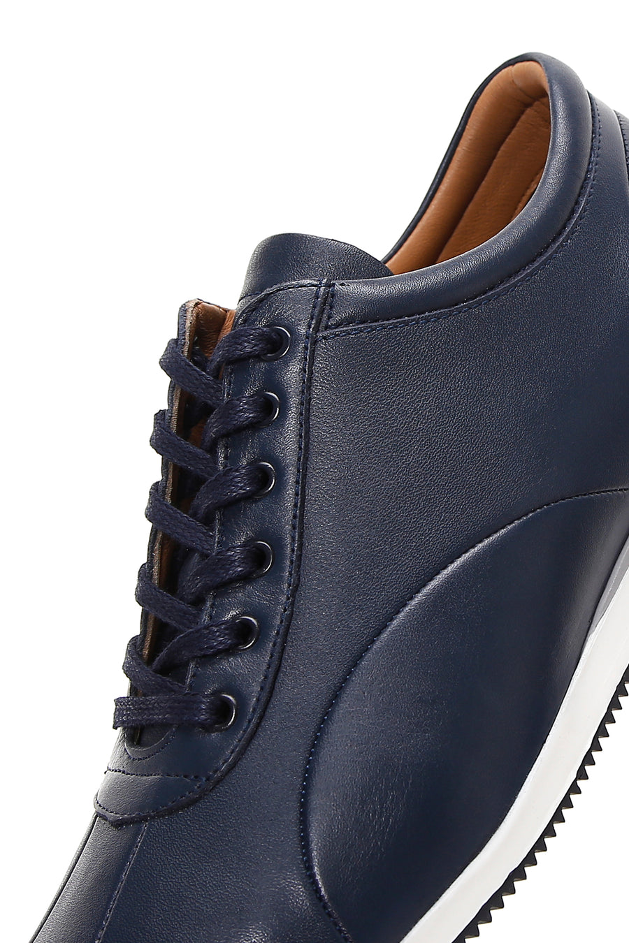 Men's Navy Blue Lace-up Leather Casual Sneaker