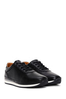 Men's Black Lace-Up Leather Casual Sneaker | Derimod