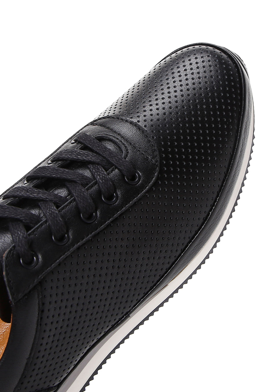Erkek Siyah Bağcıklı Deri Casual Sneaker