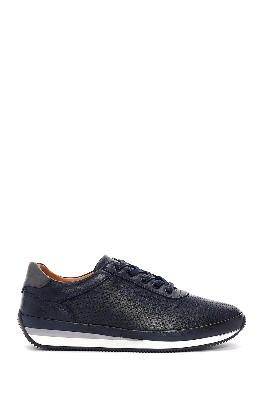 Erkek Lacivert Bağcıklı Deri Casual Sneaker 24SFD6741DI | Derimod