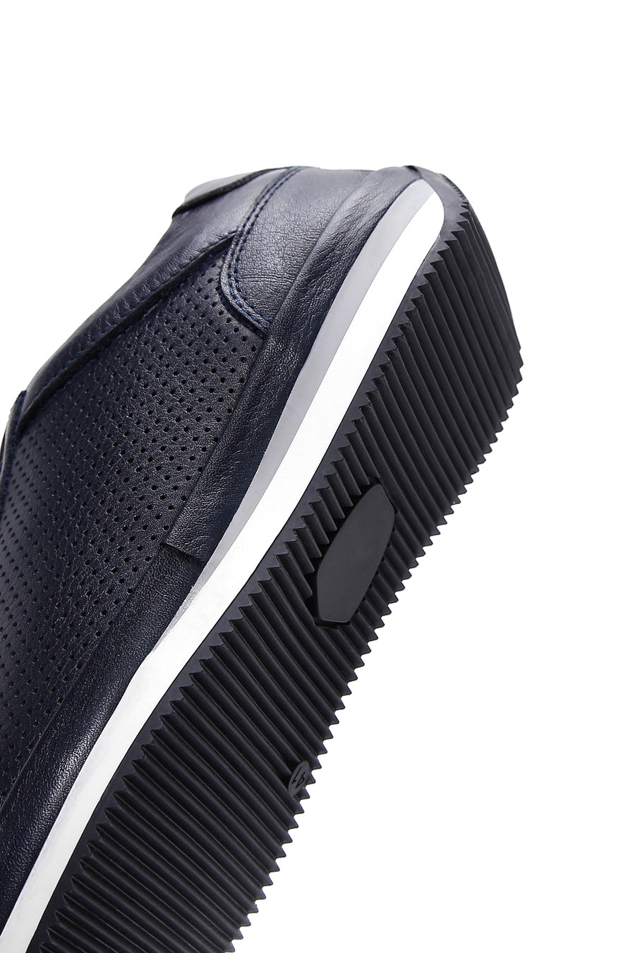 Erkek Lacivert Bağcıklı Deri Casual Sneaker